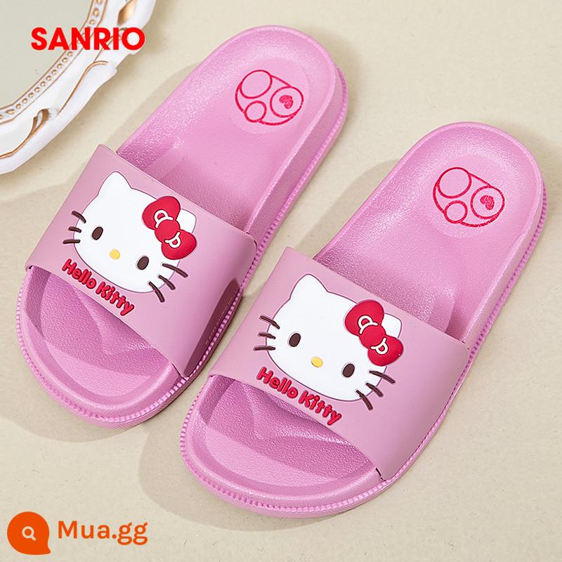 Sanrio Kuromi Dép Trẻ Em Mùa Hè Chống Trơn Trượt Trẻ Lớn Cha Mẹ-Con Bé Gái Flat Dép Cho Bé Dép Đi Trong Nhà Tắm - Màu đỏ thẫm Xin chào