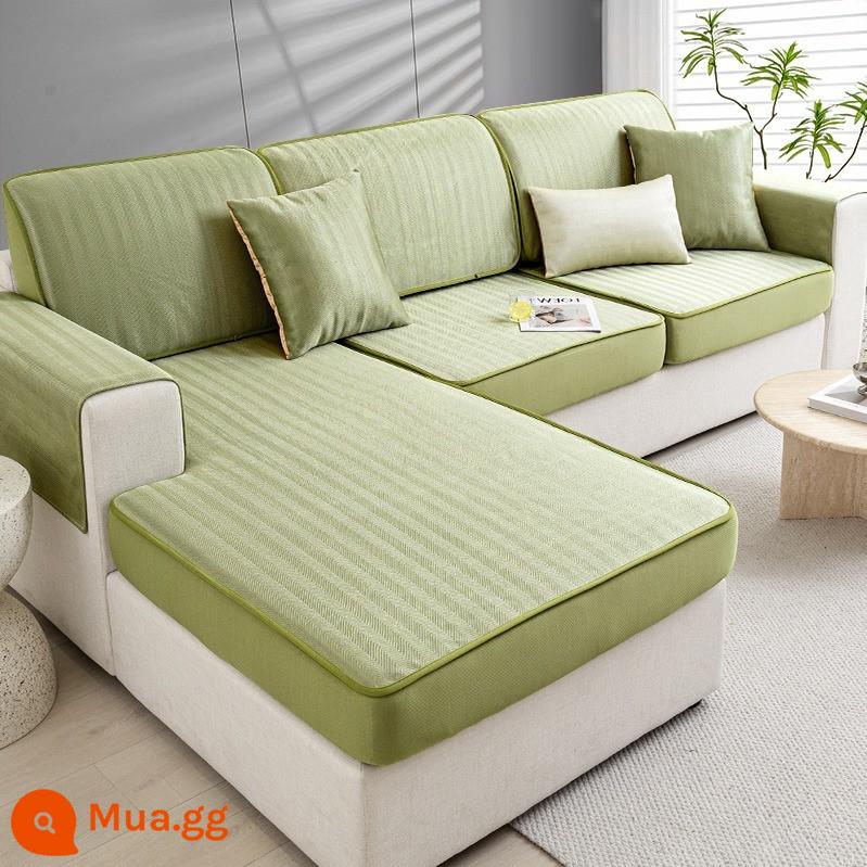 Voan Sofa Bao Gồm Tất Cả Đa Năng Bao 2023 Mới Ghế Sofa Đệm Bốn Mùa Đa Năng Bao Vải Tùy Chỉnh - Họa Tiết Xương Cá-Xanh Matcha