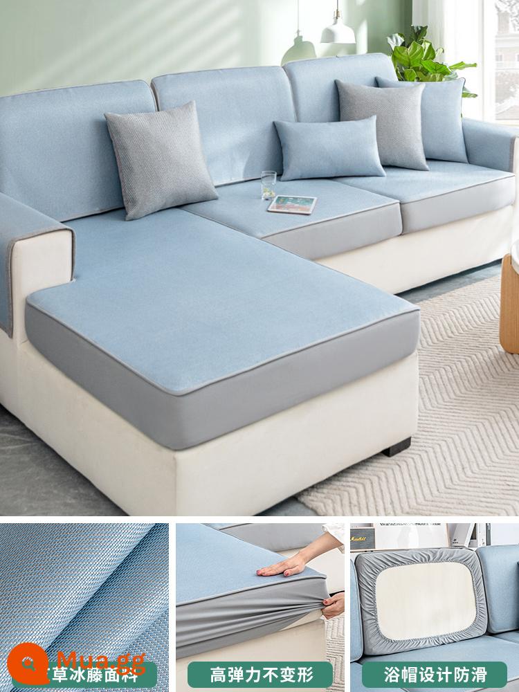 Cây ngải cứu sofa bao gồm tất cả đa năng bộ tùy chỉnh chống trượt sofa đệm mùa hè mới 2023 đệm - Nho Li-Sky Blue