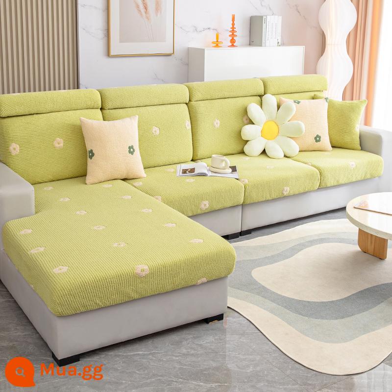 Ghế Sofa Co Giãn Tất Cả Đa Năng Bao 2022 Mới 1 Chống Trơn Trượt Đệm Sofa Mùa Đông Sang Trọng Bao Vải - Mùa đông ấm áp - cỏ xanh