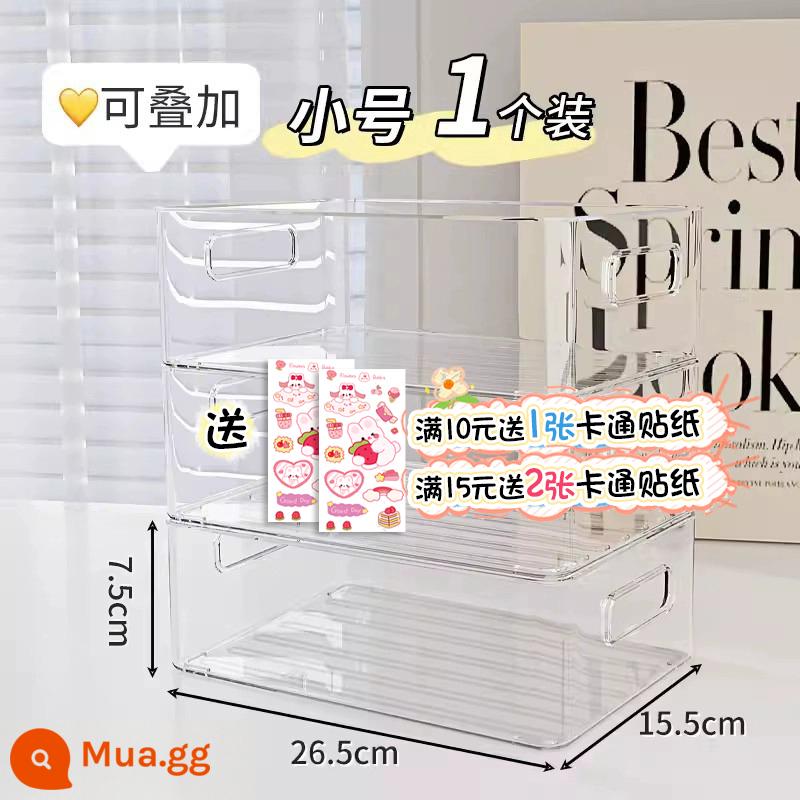 Hộp bảo quản acrylic để bàn mỹ phẩm son môi đồ ăn nhẹ trong suốt giỏ sản phẩm chăm sóc da tủ gương bàn trang điểm hộp đựng đồ lặt vặt - Túi xách trong suốt mới [có thể xếp chồng lên nhau] 1 gói