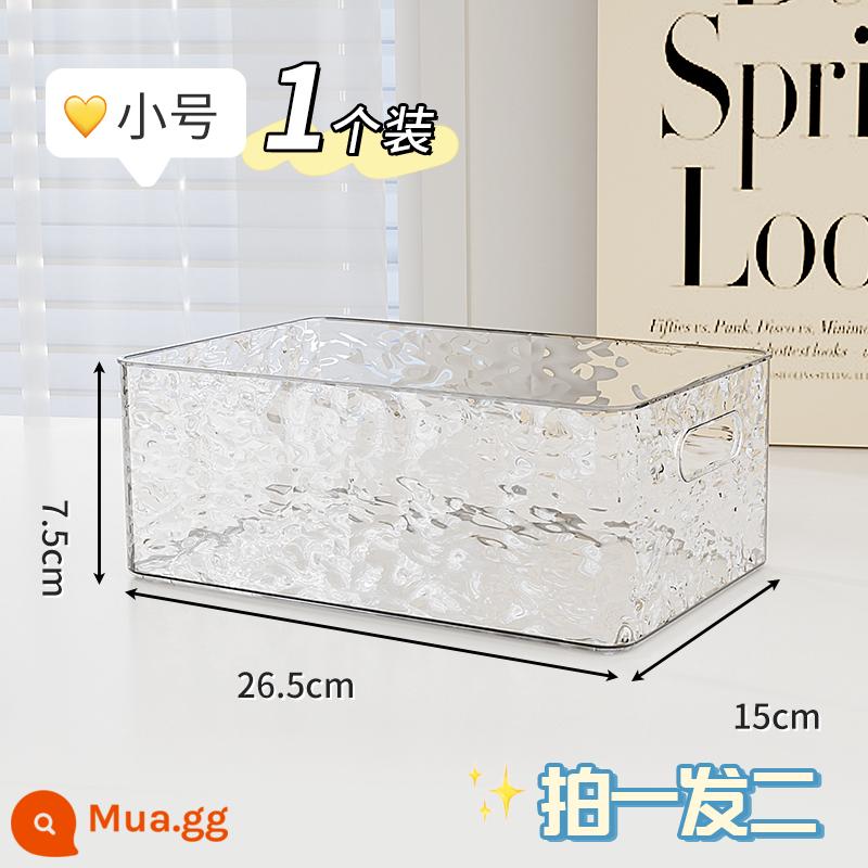 Máy Tính Để Bàn Hộp Bảo Quản Acrylic Hộp Trong Suốt Đồ Ăn Nhẹ Sản Phẩm Chăm Sóc Da Đồ Lặt Vặt Giỏ Bàn Mỹ Phẩm Kệ Giá Đựng Đồ - Mẫu mới có dây đeo trong suốt [gợn nước cỡ nhỏ] bắn một phát và hai phát