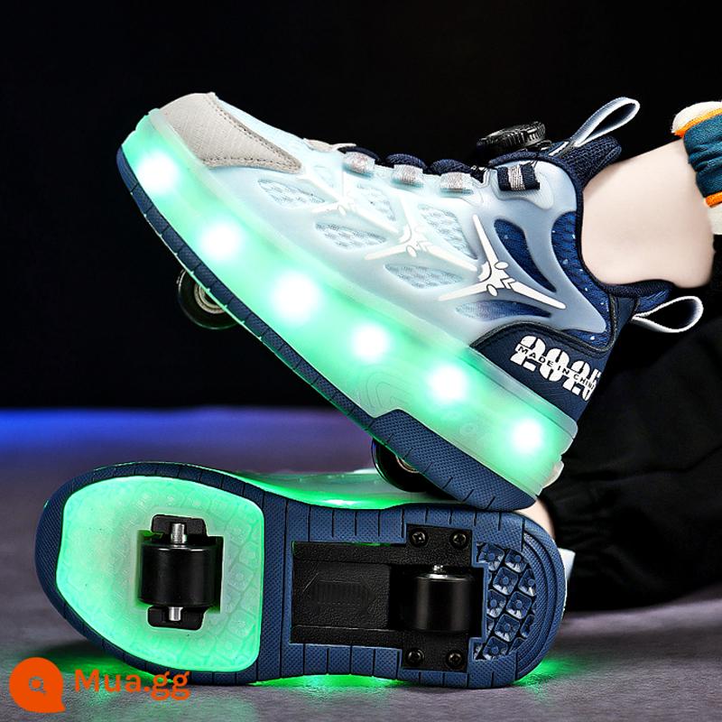 Giày Heelys phiên bản giới hạn Năm Thìn cho bé trai mùa xuân 2024 giày trượt patin màu đỏ dành cho trẻ em Giày trượt hai bánh nhấp nháy dành cho học sinh - Màu xanh lam [mô hình phù hợp với tất cả]