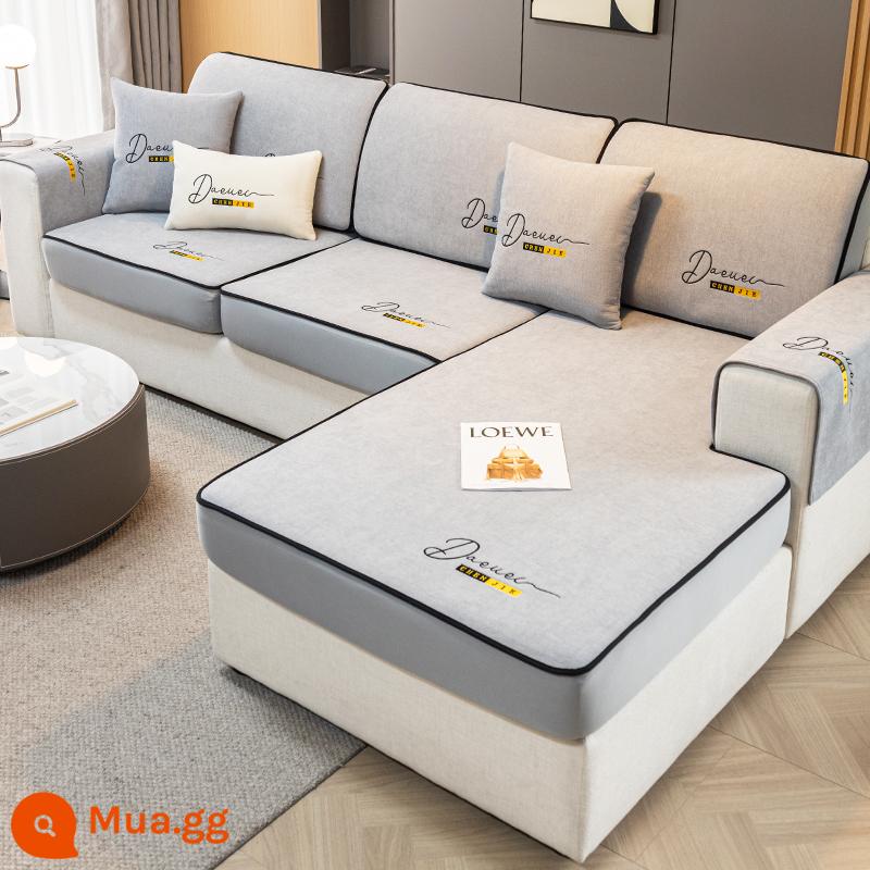 Vỏ bọc ghế sofa Vỏ đàn hồi đa năng bao gồm tất cả các mùa 2023 Đệm sofa gỗ nguyên khối mới - W Fashion (Vỏ bọc sofa)-Xám nhạt