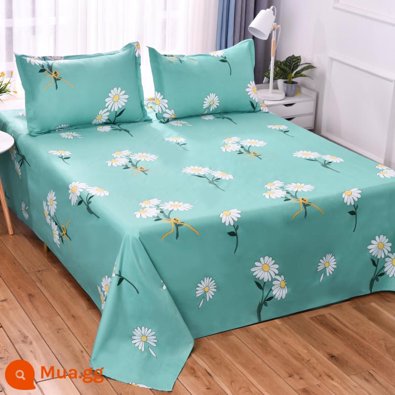 Tấm ga trải giường cotton đã giặt một mảnh mùa đông đôi chải chăn đơn Kang vỏ gối đơn ký túc xá sinh viên giường đơn ba món - hoa cúc