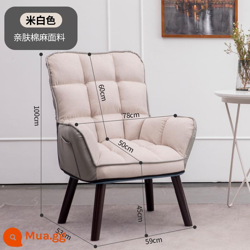 Máy tính ghế sofa nhà ký túc xá thoải mái ít vận động bàn ghế phòng ngủ học nghiên cứu phân trang điểm ghế sau - [Mở rộng và mở rộng] Màu trắng nhạt (cotton lanh mịn)