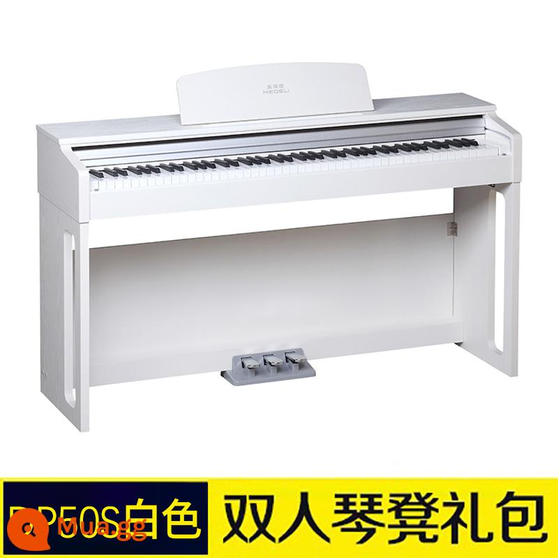 MEIDI DP50S Đàn piano điện tử Hammer 88 Key dành cho người lớn trẻ em Kiểm tra Junior Thiếu đàn Junior Thi hành Piano kỹ thuật số - DP50S Trắng + Gói quà tặng Ghế đàn piano đôi + Khóa học video