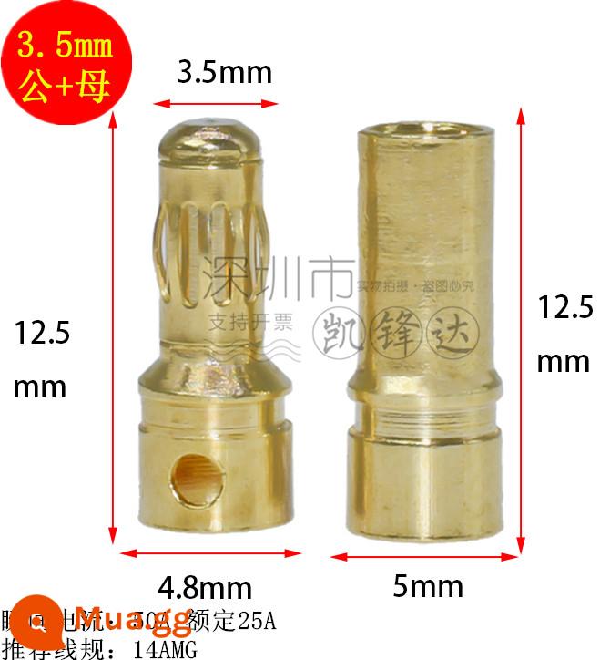 Mô hình máy bay bằng đồng nguyên chất mạ vàng đầu chuối 2.0/3.0/4.0/5.0/6.0/8.0mm động cơ điện tử thống đốc phích cắm đặc biệt - 3,5 mm, mỗi loại 5 nam và nữ