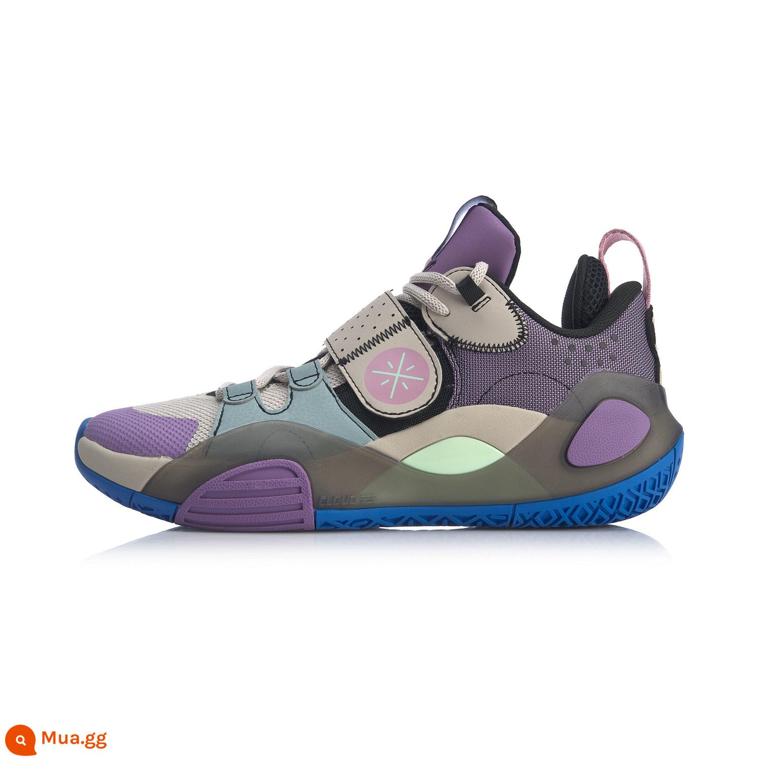 Li Ning Quancheng 8 Sleepless Sonic 8 Team Giày bóng rổ nam Way of Wade 7 Giày thể thao thu đông ABPQ005 - Gia cố hộp giày màu đen/tím dịu/mây và xám mưa tiêu chuẩn-5