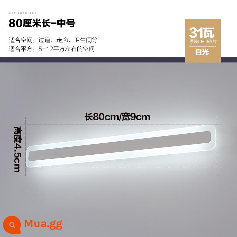 Gương Trước Đèn Led Đơn Giản Hiện Đại Phòng Tắm Phòng Thay Đồ Cá Tính Sáng Tạo Dây Gương Đèn Bắc Âu Gương Trang Điểm Tủ Ánh Sáng - Trắng 80CM ánh sáng trắng 31W