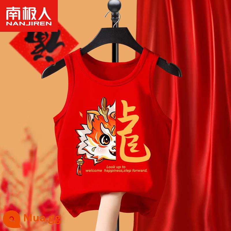 Áo vest đỏ trẻ em nội y mùa thu đông cho bé trai và bé gái Năm mới cotton nguyên chất Năm con rồng Năm con rồng Quần áo năm mới lớn cho trẻ em - [Áo bông đỏ năm mới] Nửa vòi màu đỏ