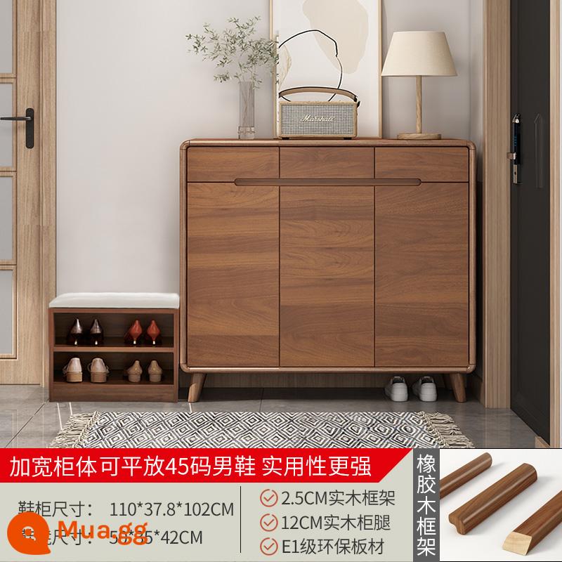 Tủ giày cửa nhà khung gỗ công suất lớn tủ hiên phong cách Trung Quốc mới ban công tủ lưu trữ tủ hội trường tối giản hiện đại - Ba cửa và ba ngăn kéo 110 + ghế thay giày kết hợp