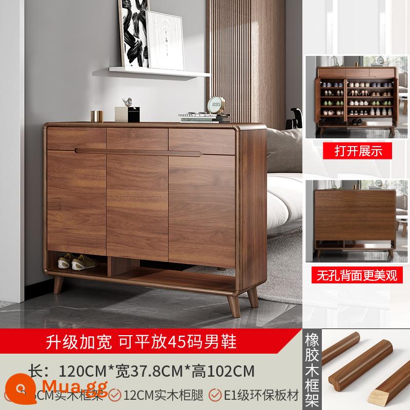 Tủ giày cửa nhà khung gỗ công suất lớn tủ hiên phong cách Trung Quốc mới ban công tủ lưu trữ tủ hội trường tối giản hiện đại - Hai mặt ba cửa và ba cánh kéo 120