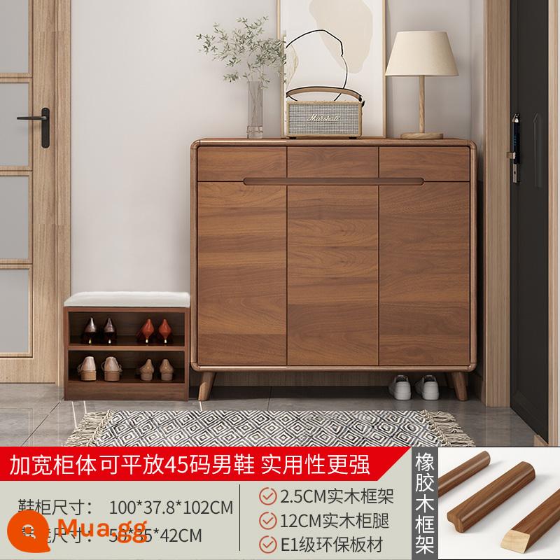 Tủ giày cửa nhà khung gỗ công suất lớn tủ hiên phong cách Trung Quốc mới ban công tủ lưu trữ tủ hội trường tối giản hiện đại - Ba cửa, ba ngăn kéo, 100+ ghế thay giày kết hợp