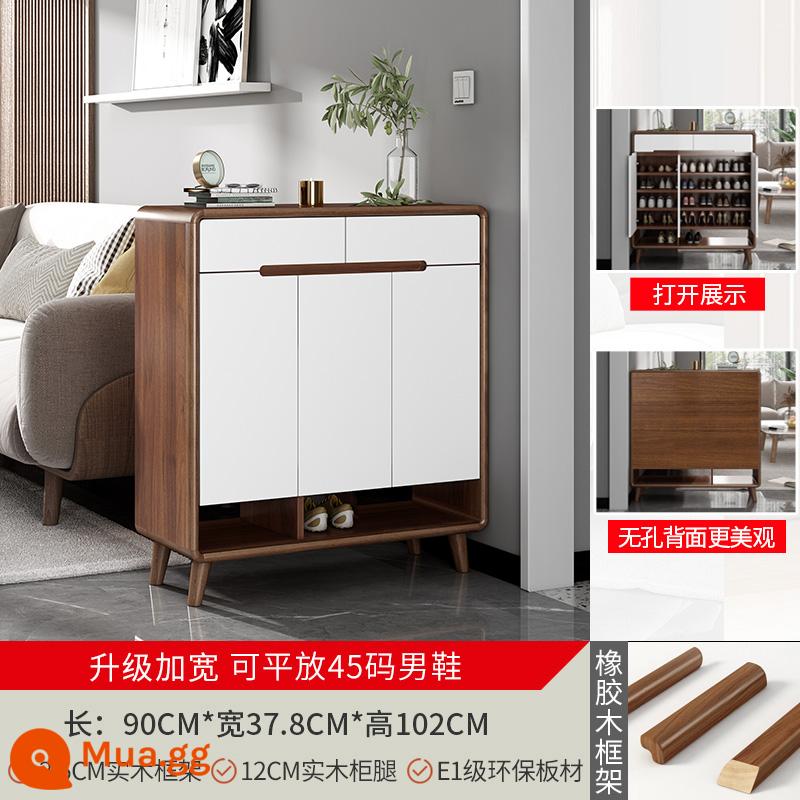 Tủ giày cửa nhà khung gỗ công suất lớn tủ hiên phong cách Trung Quốc mới ban công tủ lưu trữ tủ hội trường tối giản hiện đại - Bìa gỗ óc chó 2 mặt dài 90 cm màu trắng