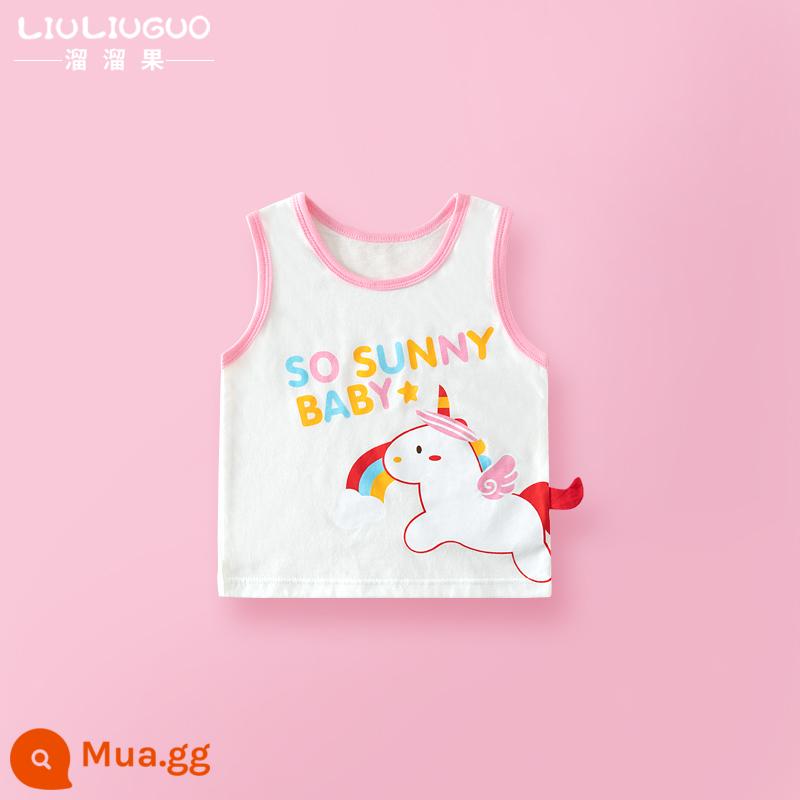 Áo Vest Cho Bé Mùa Hè Mỏng Cotton Nguyên Chất Áo Vest Trẻ Em Bên Trong Mặc Bé Gái Treo Áo Mùa Hè Đáy Bé Trai - Áo vest kỳ lân ngắn tay