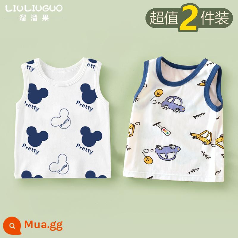 Áo Vest Cho Bé Mùa Hè Mỏng Phần Cotton Áo Vest Trẻ Em Bên Trong Mặc Bé Gái Sling Không Tay Bé Trai Đáy Mùa Hè - Áo vest ngắn tay (chuột hoạt hình + ô tô)