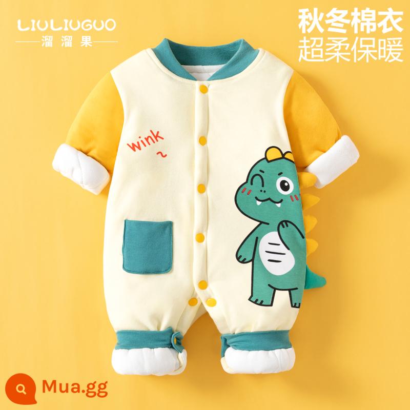 1 bộ quần áo bé 0-36 tháng, áo liền quần mùa đông cho bé sơ sinh, quần áo cotton sơ sinh đi chơi, quần áo thu đông - Khủng long cotton mỏng dễ thương