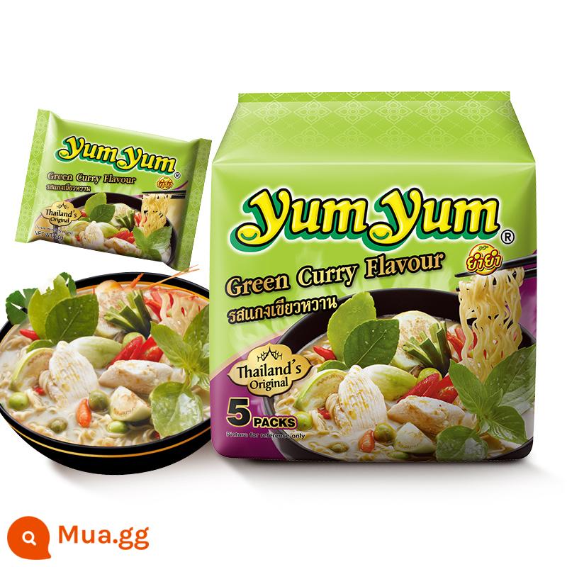 Yangyang súp âm mùa đông kiểu Thái mì ăn liền tôm chua nóng yumyum túi thực phẩm ăn liền mì ăn liền ramen mì gà tây cửa hàng hàng đầu - 5 túi] Bún cà ri xanh kiểu Thái 70g*5