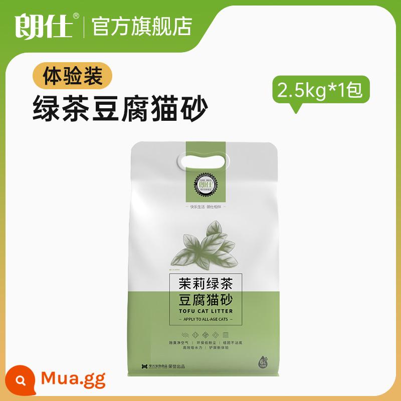 Langshi đậu phụ mèo miễn phí vận chuyển 10kg khử mùi ít bụi mèo con nguyên bản than hoạt tính có thể xả nhà vệ sinh cho mèo khử mùi - Đậu hũ trà xanh Cat Liti 6L