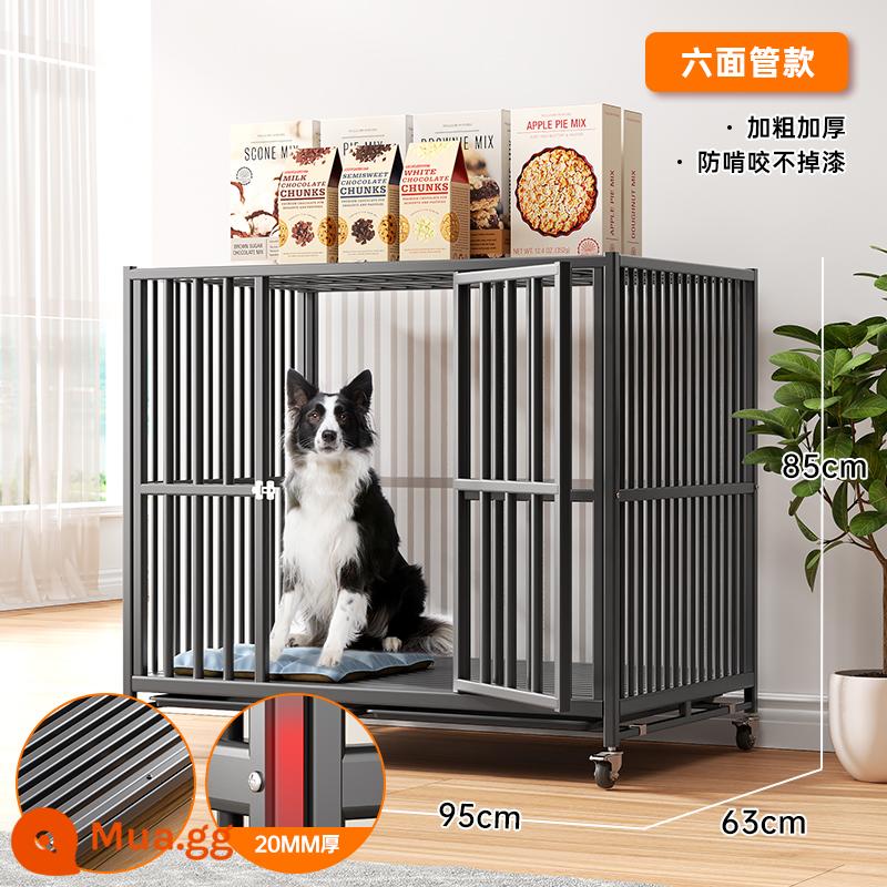 Chuồng chó cỡ vừa cho chó lớn trong nhà lồng collie biên giới cho chó cưng chó nhỏ tha mồi vàng Chuồng chó đặc biệt có nhà vệ sinh - [Ống tròn dày có năm cạnh + đế ống vuông] 95*63*85 (áp dụng trong vòng 90 pounds)