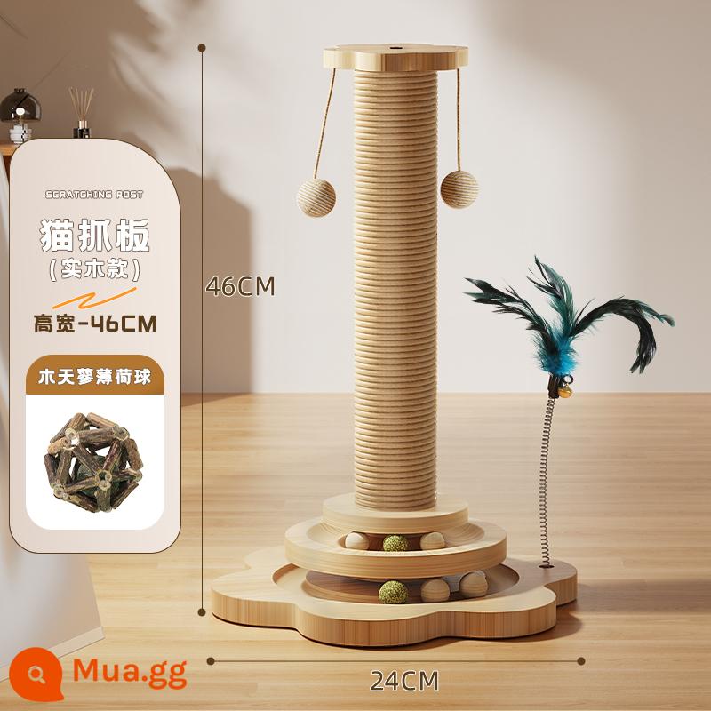 Bảng cào móng cho mèo, chống mài mòn và không có xơ, trụ vuốt mèo sisal, đồ chơi cho mèo con, gậy cho mèo, Khung leo mèo tất cả trong một để tự sướng và buồn chán - [Mẫu chống nước bằng gỗ nguyên khối] Trụ cào móng cho mèo bốn trong một - Bóng bạc hà mọc răng bằng gỗ đa giác được nâng cao