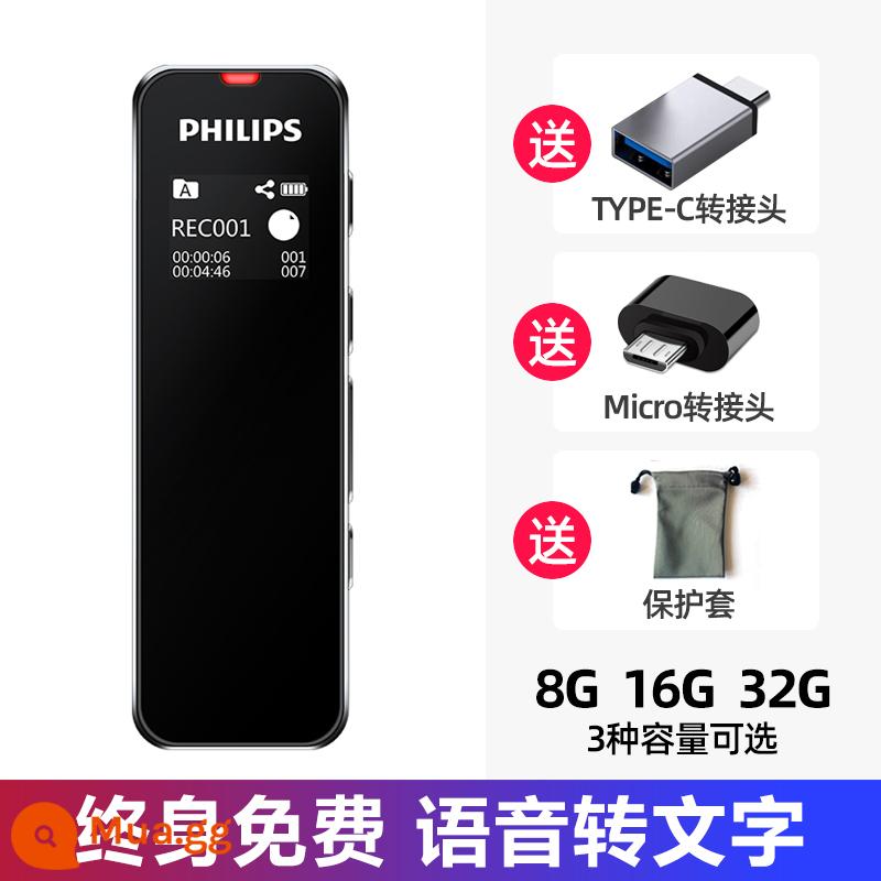 Bút ghi âm thông minh AI của Philips vào văn bản VTR5102 giảm tiếng ồn chuyên nghiệp độ phân giải cao, chế độ chờ siêu dài, ghi âm hội nghị dung lượng lớn vào máy ghi văn bản bút dịch của học sinh - màu sắc