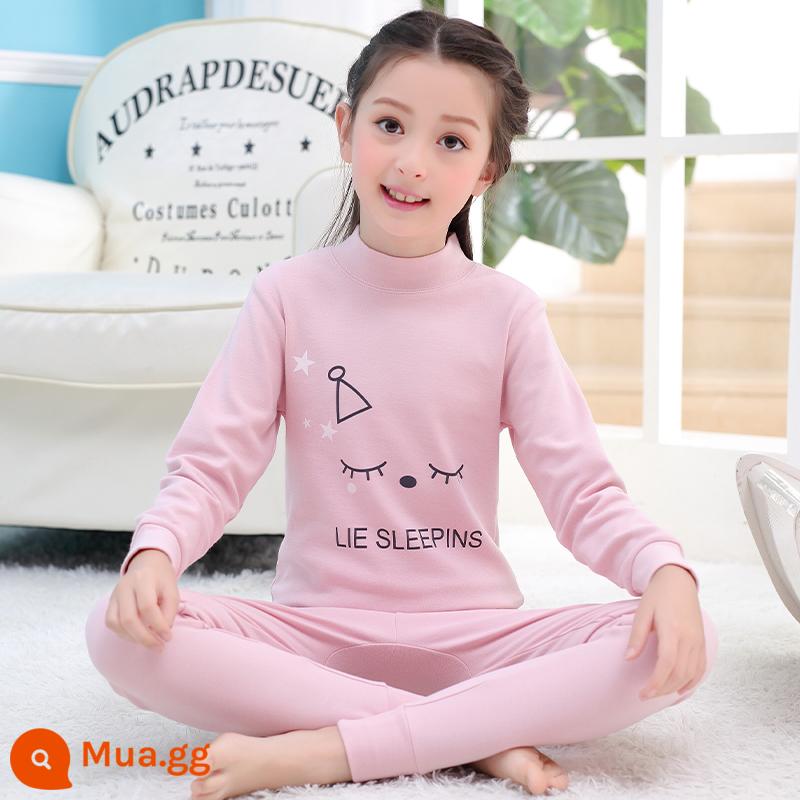 Catman Bé Gái Quần Áo Mùa Thu Quần Vệ Sinh Trẻ Em Lớn Bé Gái Cotton Bộ Đồ Lót Trẻ Em Thanh Thiếu Niên Cotton Nguyên Chất Bộ Đồ Ngủ Áo Len Cotton - M18108 - Cổ trung tâm