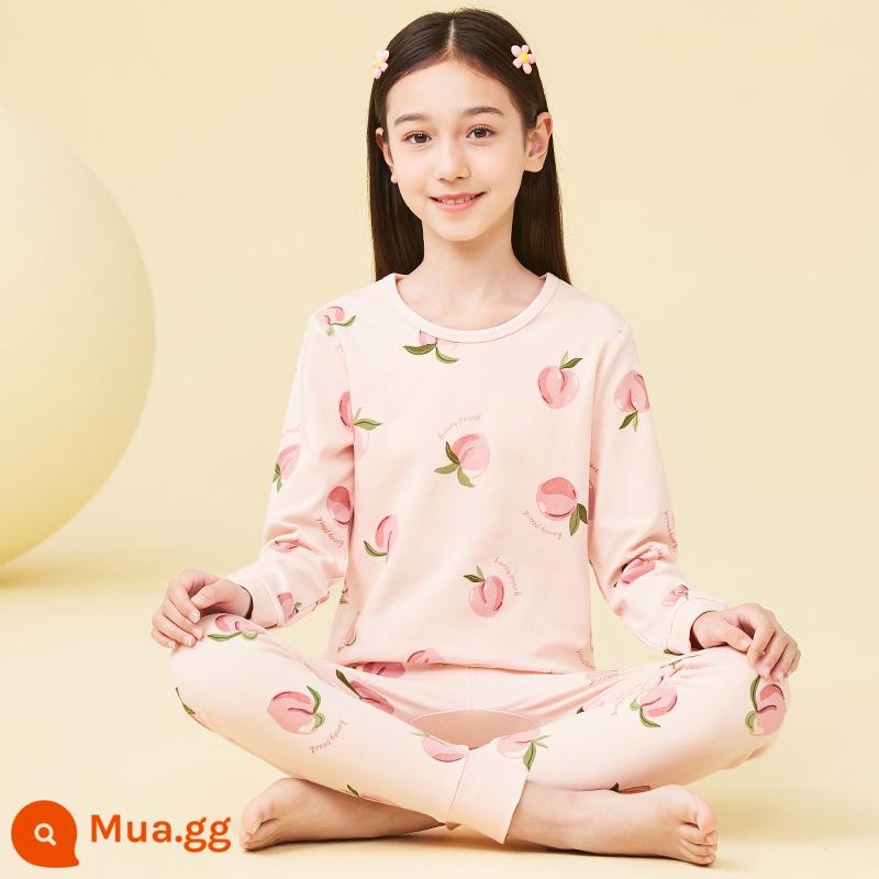 Catman Bé Gái Quần Áo Mùa Thu Quần Vệ Sinh Trẻ Em Lớn Bé Gái Cotton Bộ Đồ Lót Trẻ Em Thanh Thiếu Niên Cotton Nguyên Chất Bộ Đồ Ngủ Áo Len Cotton - M38061 - Cổ tròn