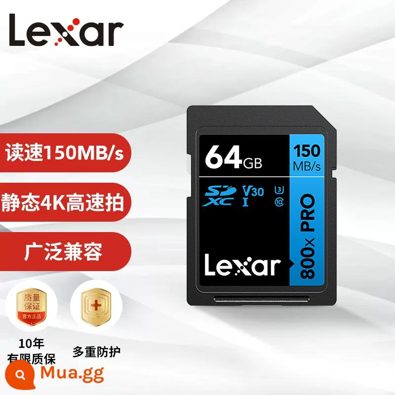 Thẻ nhớ Lexar 64g máy ảnh kỹ thuật số thẻ sd 4K tốc độ cao U3 máy ảnh một mắt máy ảnh thẻ lớn 800x - Dòng 800x丨64-G