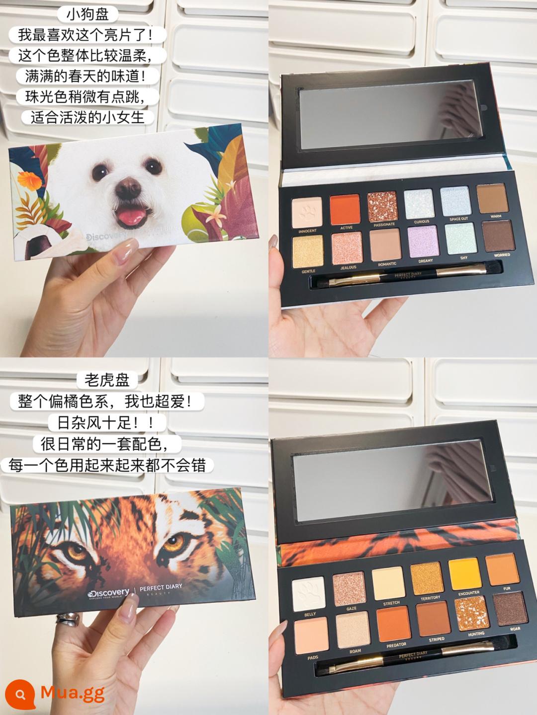 Bảng phấn mắt Perfect Diary Raw Stone Marble Ben Me Pink Me Earth Color Girls Tea Brown Palette Color Test - Bảng Phấn Mắt 12 Màu Spotted Tiger + Cọ Phấn Mắt