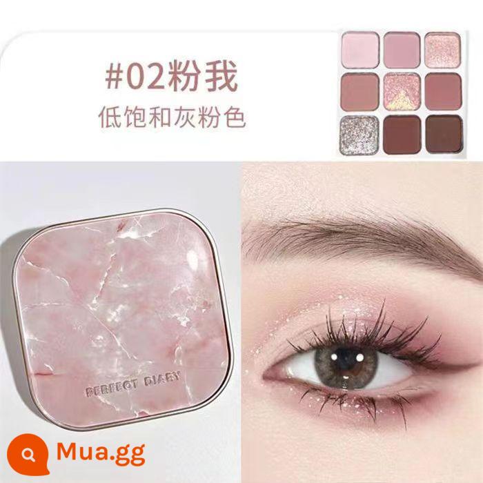 Bảng phấn mắt Perfect Diary Raw Stone Marble Ben Me Pink Me Earth Color Girls Tea Brown Palette Color Test - #02Powder Me Màu nâu hồng nhẹ nhàng + cọ đánh phấn mắt, cảm giác nhẹ nhàng và trong trẻo