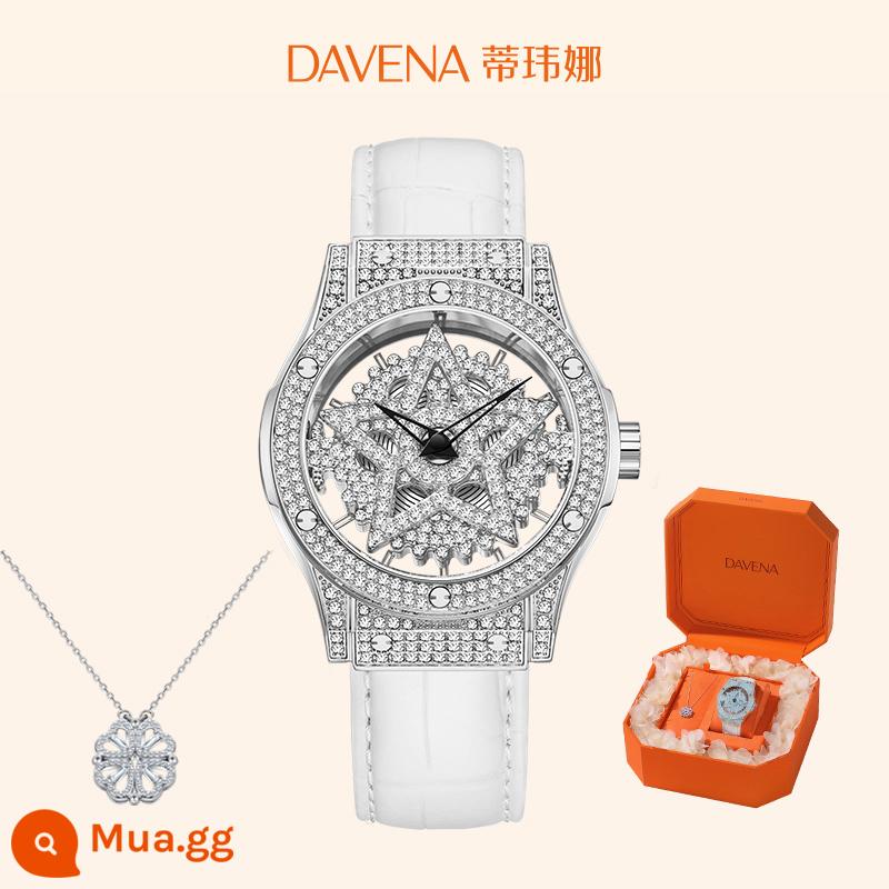 [Quà tặng năm mới] Hộp quà DAVENA Pentagram Time to Run Watch Women's Light Luxury Niche - Bộ hộp quà bạch cầu-nhịp tim bạc