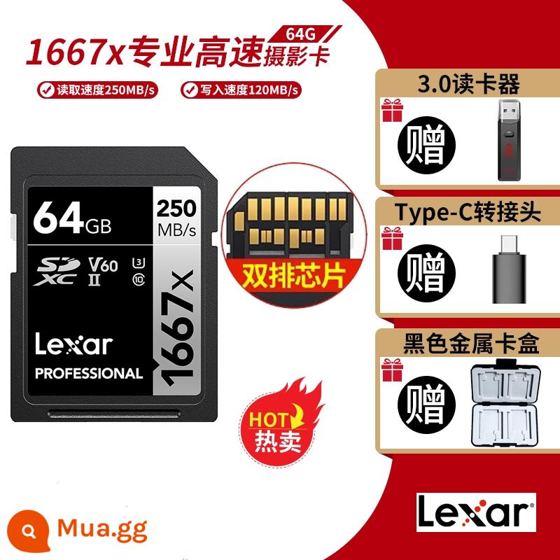 Thẻ nhớ Lexar Lexar SD 128G 1800X thẻ nhớ SD tốc độ cao thẻ nhớ lớn Nikon Canon Sony - 1667X 64-G SD USH-II 250M