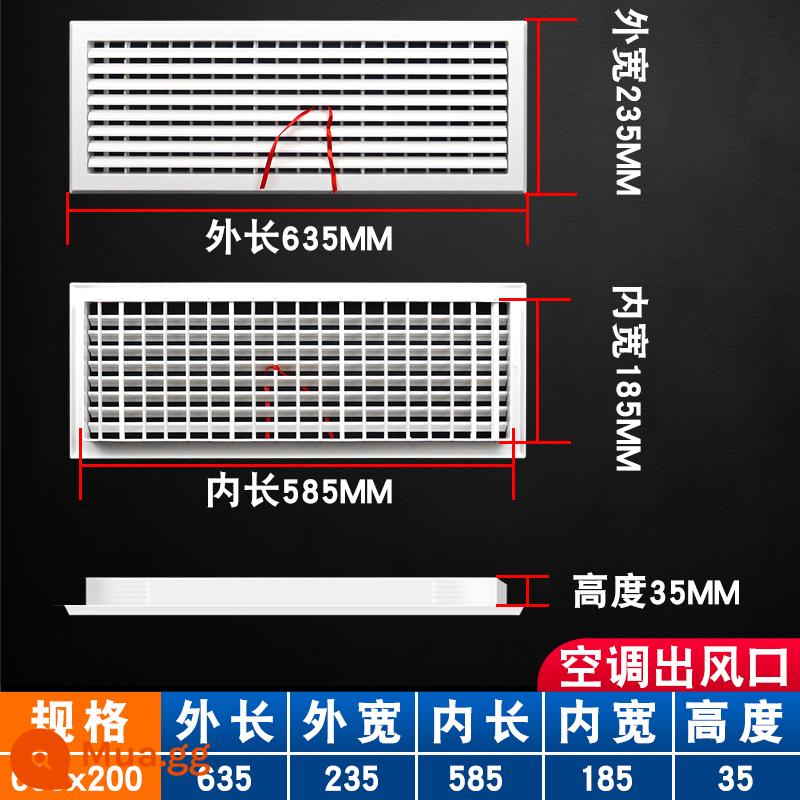 Cửa gió điều hòa trung tâm cửa gió lưới tản nhiệt tùy chỉnh cửa gió thông gió hồi cổng kiểm tra cổng che cửa chớp trang trí - Cửa thoát khí 600*200