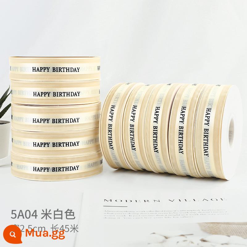 Bánh sinh nhật bao bì ruy băng trang trí ruy băng dây hộp bánh bao bì dây hộp quà buộc nơ ruy băng biểu tượng tùy chỉnh - Vàng 2.5cm Chúc Mừng Sinh Nhật 10 Cuộn