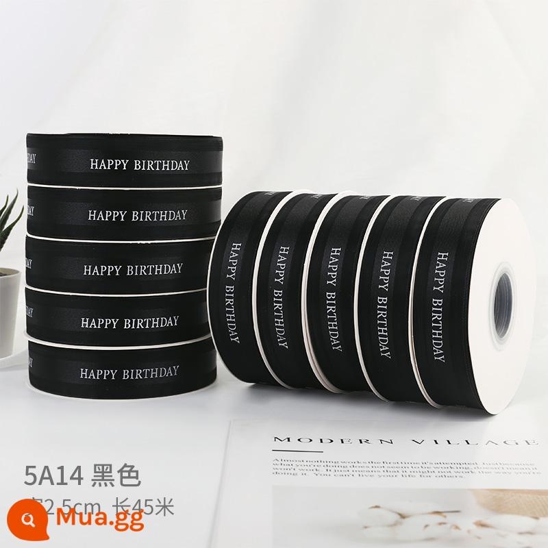 Bánh sinh nhật bao bì ruy băng trang trí ruy băng dây hộp bánh bao bì dây hộp quà buộc nơ ruy băng biểu tượng tùy chỉnh - Màu vàng tươi 2.5cm Chúc mừng sinh nhật 10 cuộn