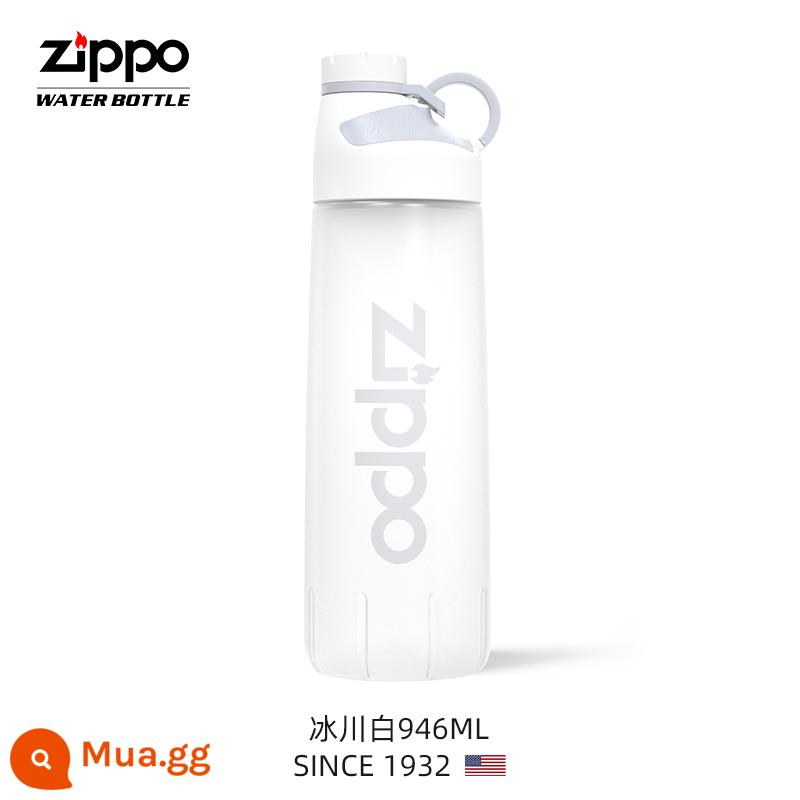 Zippo Kettle ngoài trời lớn có thể mang theo sự phù hợp về thể dục bằng nhựa chống học sinh Aquarius Cup Sports Water Cup công suất lớn - Glacier White 946ml [đi kèm cọ cốc]