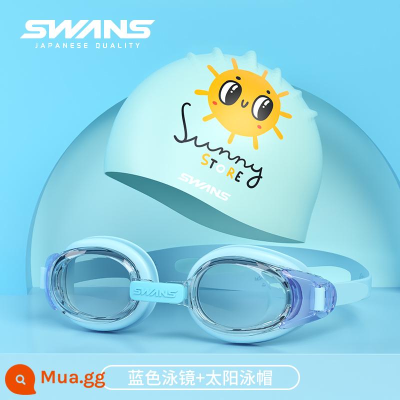 Kính bơi trẻ em nhập khẩu SWANS Nhật Bản chống nước và chống sương mù kính bơi độ nét cao cho bé trai và bé gái SEG1 - seg xanh + mặt trời