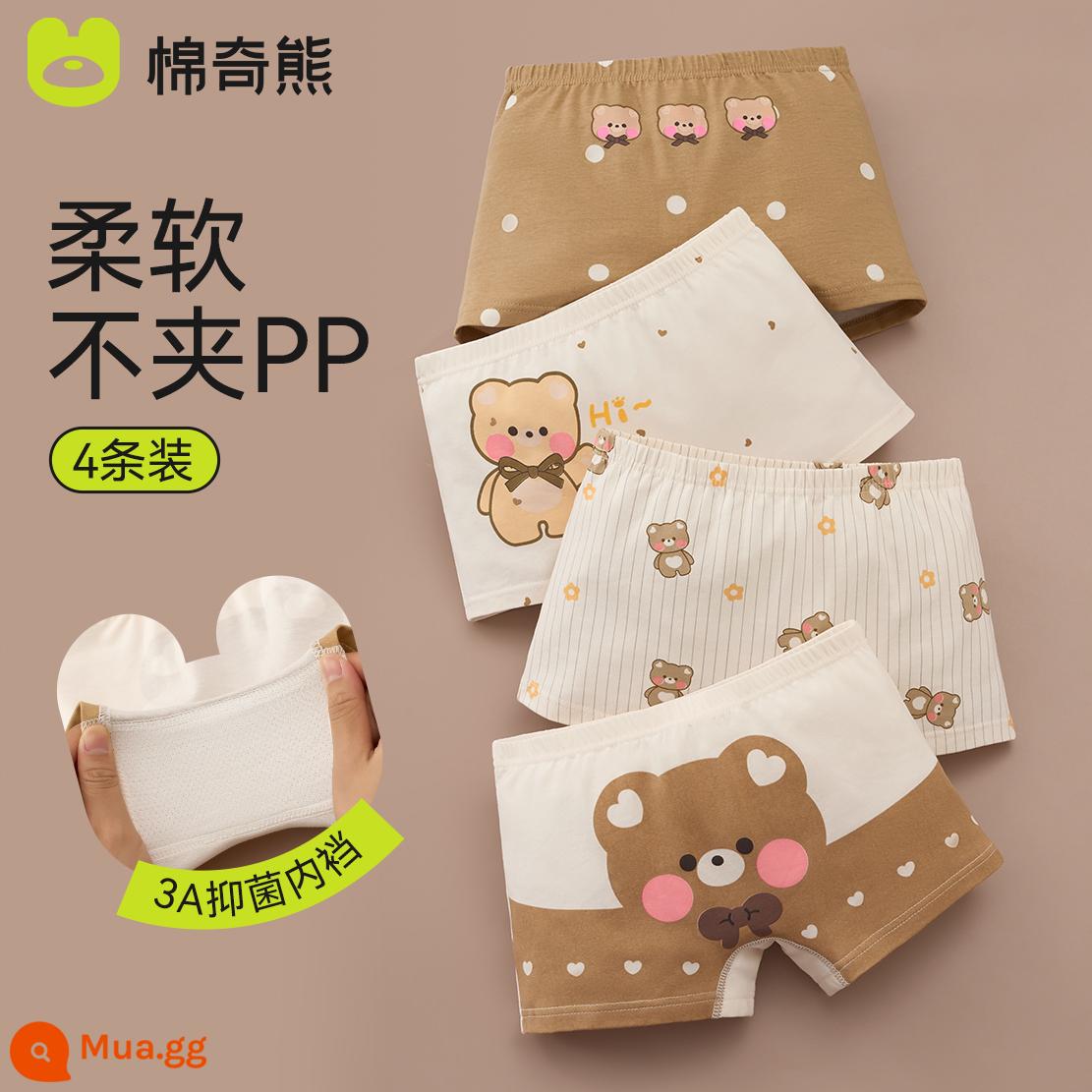 Quần lót bé gái cotton nguyên chất trẻ em quần đùi bé gái cotton 100% không bóp mông quần đùi trẻ em - Gói Hello Bear-4