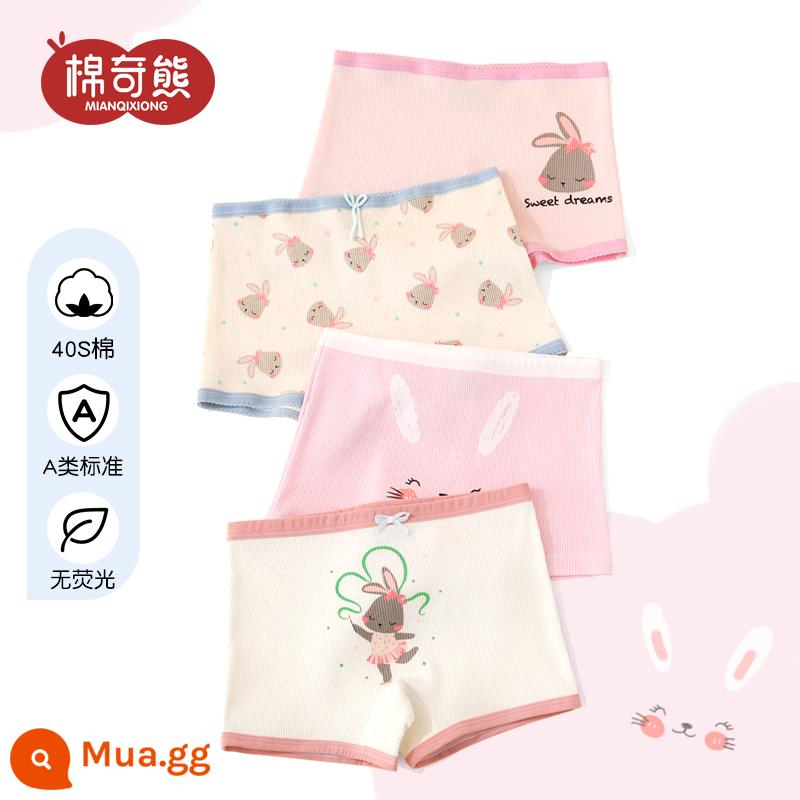 Quần lót bé gái cotton nguyên chất boxer quần boxer trẻ em cotton mùa hè quần đùi bé gái không véo mông quần an toàn bé gái - Chủ đề nâng cấp Dancing Bunny (4 gói)