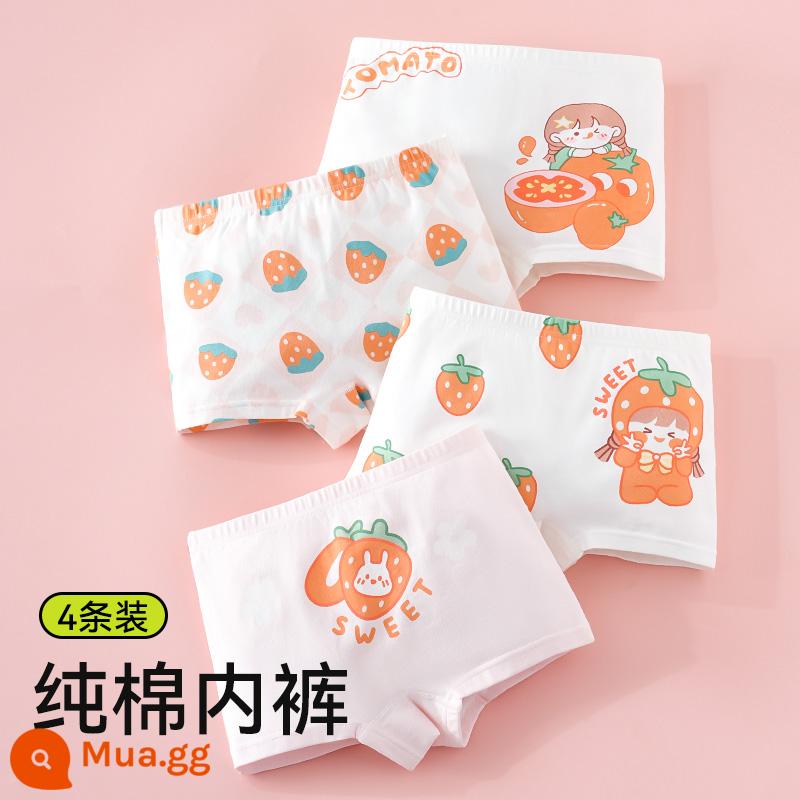 Quần lót bé gái cotton nguyên chất boxer quần boxer trẻ em cotton mùa hè quần đùi bé gái không véo mông quần an toàn bé gái - Cloudberry Girl (4 gói) thoáng khí và thân thiện với làn da