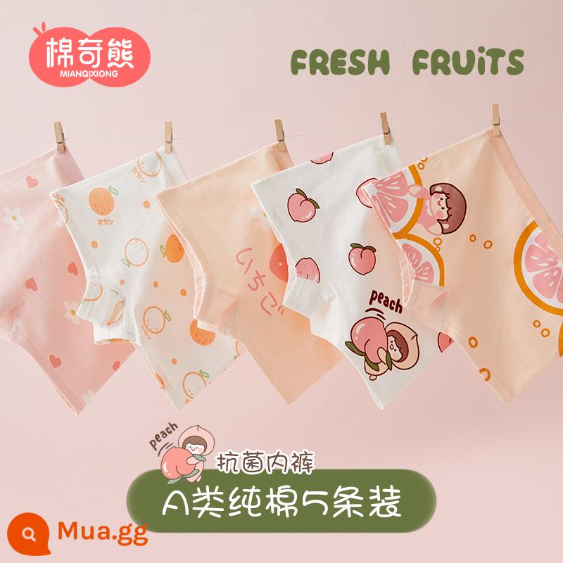 Quần lót trẻ em bé gái cotton nguyên chất Quần lót boxer quần đùi trẻ em vừa và lớn Bé gái 100% cotton không véo mông - Xuân Đào Thiếu Nữ-Năm Gói Mây Cotton Mềm Mại