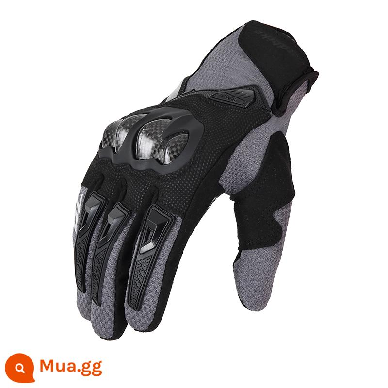 Găng tay xe máy MADBIKE mùa thu đông sợi carbon chống rơi đầu máy hiệp sĩ găng tay đua chống thấm nước - Màu xám bạc (mùa xuân và mùa hè)