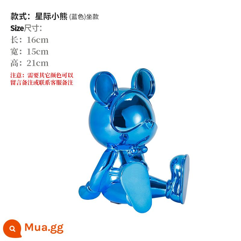 Ánh sáng sáng tạo hiện đại ánh sáng sang trọng Balloon Balloon Gấu phòng khách Trang trí gấu nhỏ trang trí sàn nhà Tv tủ đồ nội thất mềm - Mô hình gấu ngồi giữa các vì sao màu xanh (16*15*21cm)