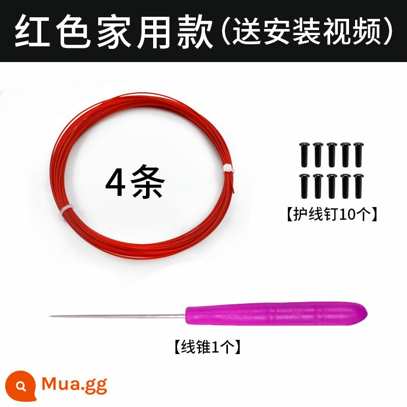 Đàn Hồi Cao Cầu Lưới Dòng Chống Mài Mòn Bền Chống Gãy Huấn Luyện Dòng Vợt Sửa Chữa Đa Năng Dòng Kéo Dòng Cầu Lông - 4 dải màu đỏ + nón ren + đinh bảo vệ ren