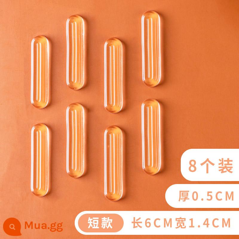 Miếng dán tường chống trượt bằng silicone trong suốt chống va chạm tay nắm cửa tủ đồ nội thất Miếng đệm cửa hút im lặng Miếng dán tường chống trượt - Dải chống va chạm không dấu vết, kiểu dáng ngắn, trong suốt [gói 8] [kiểu mềm mại]