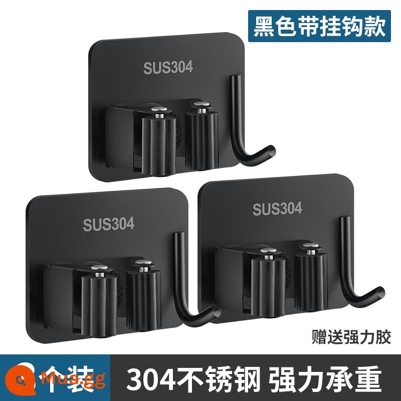 Cây Lau Nhà Móc Cây Lau Nhà Kẹp Treo Tường Tự Do Đục Lỗ Cố Định Giá Phòng Tắm Trang Điểm Phòng Viscose Mạnh Mẽ Kẹp Lưu Trữ Hiện Vật - Màu đen (có móc) 3 gói