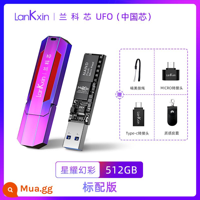 Lanke Core 256G Ổ đĩa U thể rắn dung lượng lớn 3.2 điện thoại di động được mã hóa tốc độ cao Ổ đĩa flash USB di động Ổ cứng SSD di động - 512G [Độ sáng 3,2 sao - Tiêu chuẩn] 550MB/S