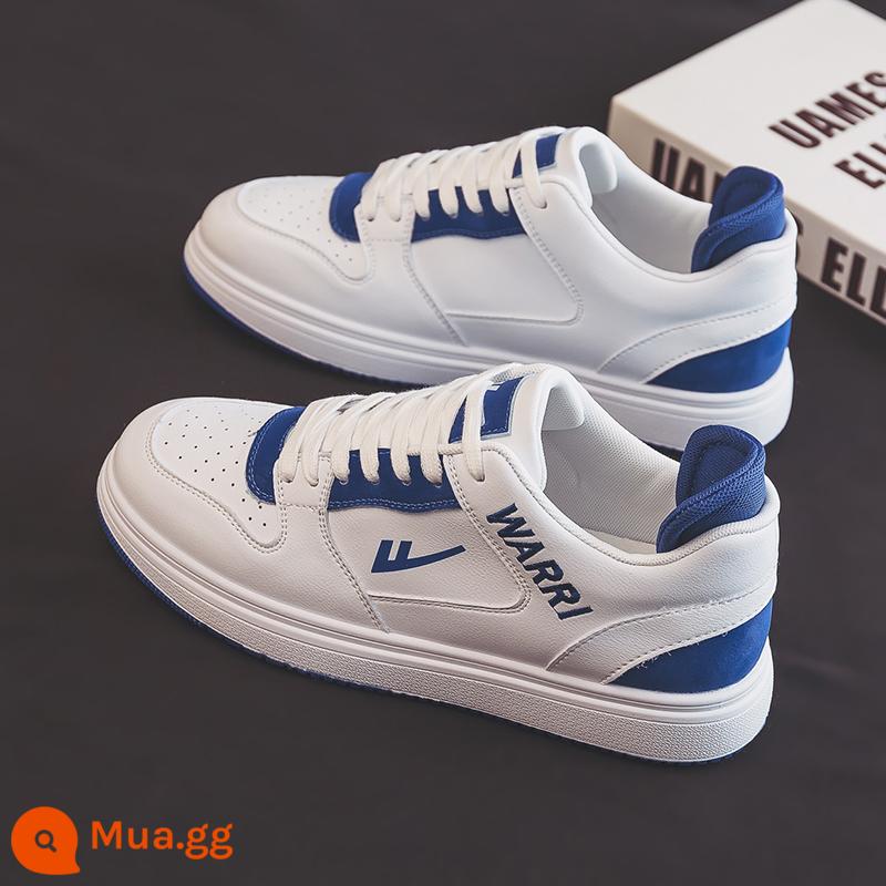 Kéo lại giày nam ống cao nhỏ màu trắng giày nam 2022 mới hợp thời trang aj Air Force No. 1 casual Klein blue sneakers men - 0218 trắng xanh sapphire